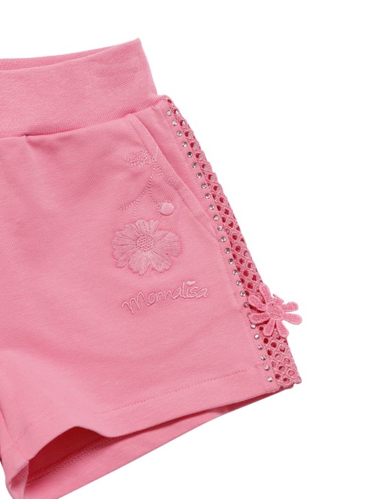 Monnalisa: TRAININGSSHORTS AUS BAUMWOLLMISCHFLEECE - Rosa - kids-girls_1 | Luisa Via Roma