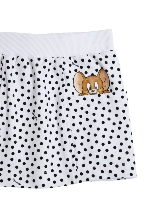 Monnalisa: Printed cotton blend sweat mini skirt - White - kids-girls_1 | Luisa Via Roma