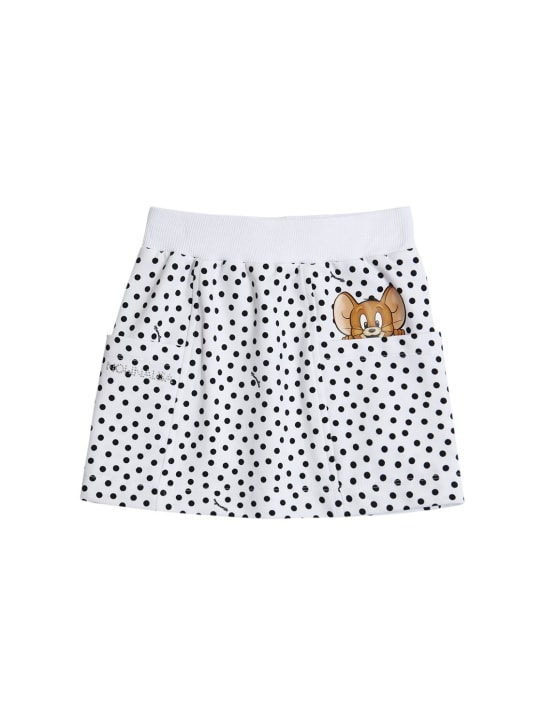 Monnalisa: Printed cotton blend sweat mini skirt - White - kids-girls_0 | Luisa Via Roma