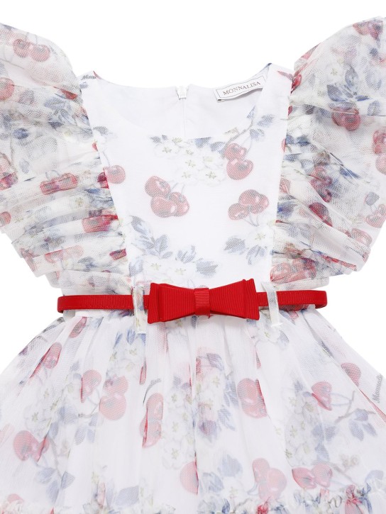 Monnalisa: Vestido de tul con estampado - Blanco - kids-girls_1 | Luisa Via Roma