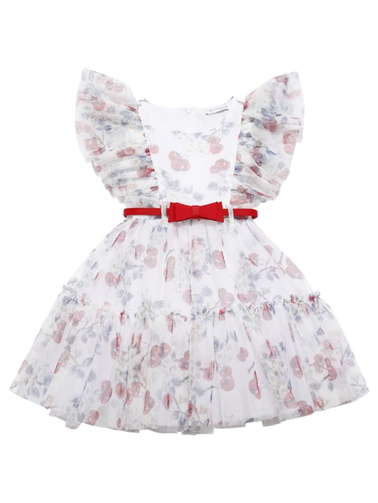 Monnalisa: Vestido de tul con estampado - Blanco - kids-girls_0 | Luisa Via Roma