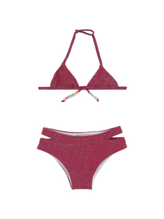 Monnalisa: 装饰金银丝比基尼 - 深粉色 - kids-girls_0 | Luisa Via Roma