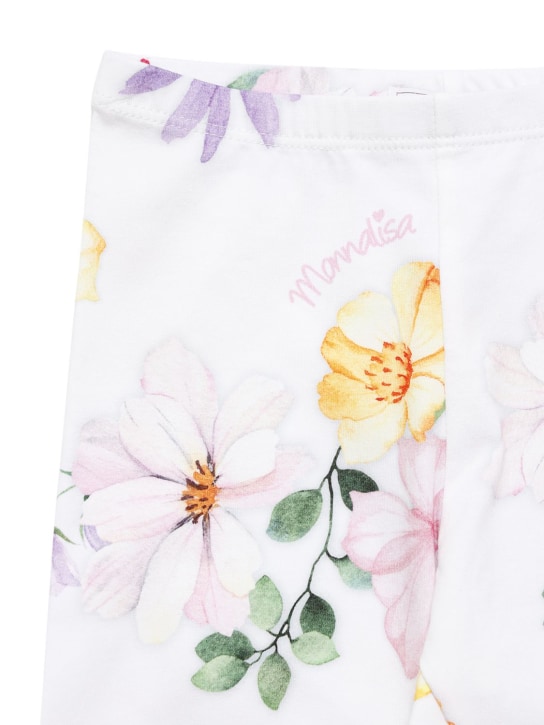 Monnalisa: 印花棉质平纹针织紧身裤 - 白色/多色 - kids-girls_1 | Luisa Via Roma