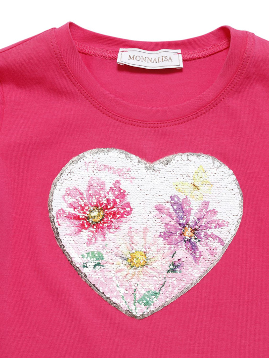 Monnalisa: T-SHIRT AUS BAUMWOLLJERSEY MIT PAILLETTEN - Rosa - kids-girls_1 | Luisa Via Roma