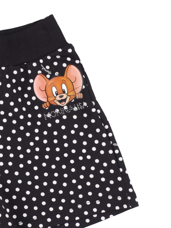 Monnalisa: Shorts in misto cotone a pois - Nero - kids-girls_1 | Luisa Via Roma