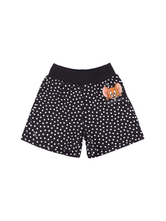 Monnalisa: Shorts in misto cotone a pois - Nero - kids-girls_0 | Luisa Via Roma