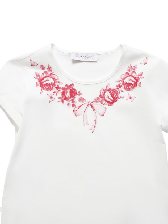Monnalisa: Printed cotton jersey t-shirt - Weiß - kids-girls_1 | Luisa Via Roma