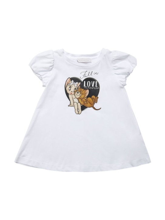 Monnalisa: BEDRUCKTES T-SHIRT AUS BAUMWOLLJERSEY - Weiß - kids-girls_0 | Luisa Via Roma