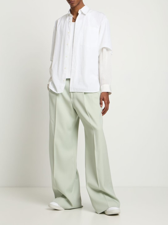 Lanvin: Pantalon ample en laine - Sage - men_1 | Luisa Via Roma