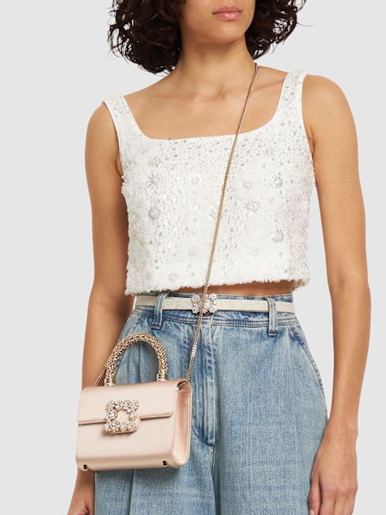 Roger Vivier: Mini flower buckle envelope satin bag - women_1 | Luisa Via Roma