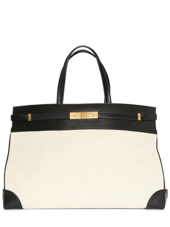 Saint Laurent: Large Manhattan shopping bag - Greggio - women_0 | Luisa Via Roma