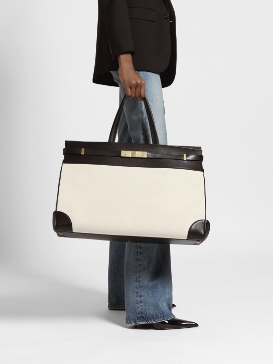 Saint Laurent: Large Manhattan shopping bag - Greggio - women_1 | Luisa Via Roma