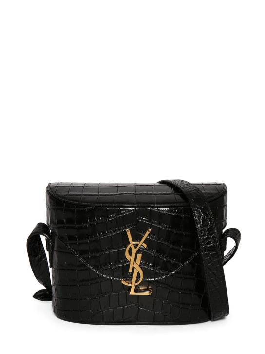 Saint Laurent: June leather shoulder bag - Siyah - women_0 | Luisa Via Roma