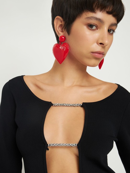 Moschino: Inflatable heart drop clip-on earrings - women_1 | Luisa Via Roma