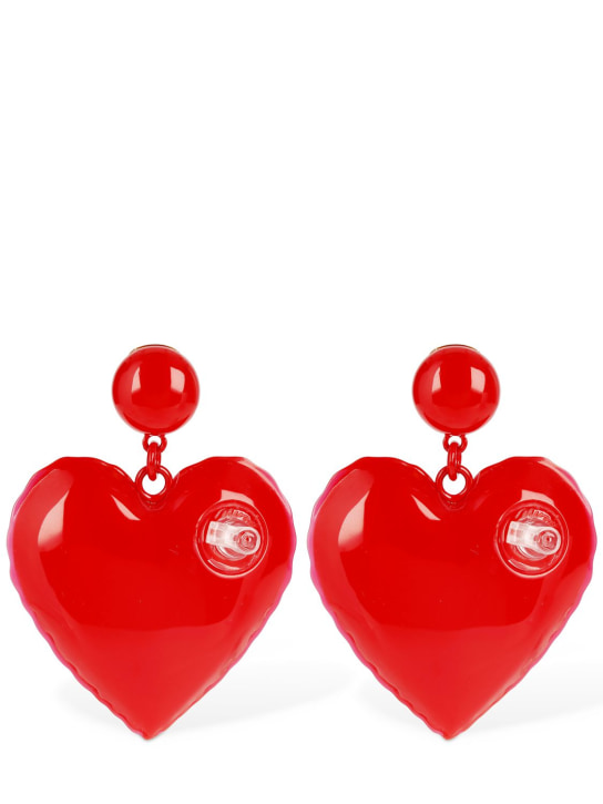 Moschino: Inflatable heart drop clip-on earrings - women_0 | Luisa Via Roma