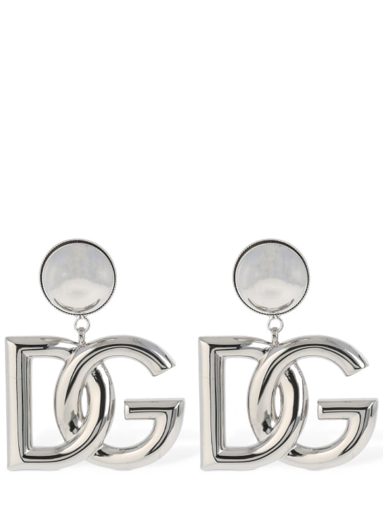 Dolce&Gabbana: Boucles d'oreilles à clip DG Pop - Argent - women_0 | Luisa Via Roma