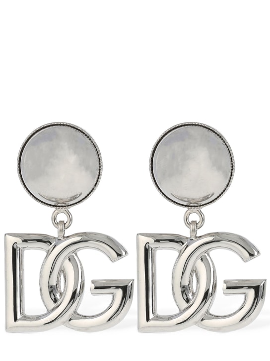 Dolce&Gabbana: DG Pop clip-on earrings - Gümüş - women_0 | Luisa Via Roma