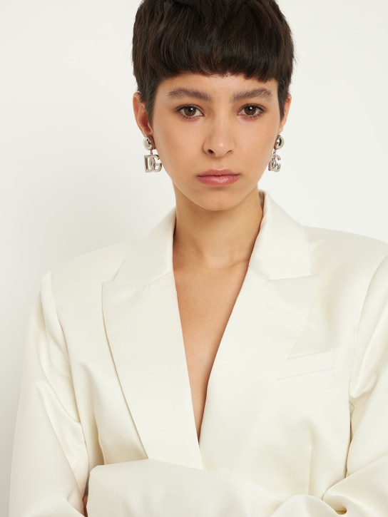 Dolce&Gabbana: DG Pop clip-on earrings - Gümüş - women_1 | Luisa Via Roma