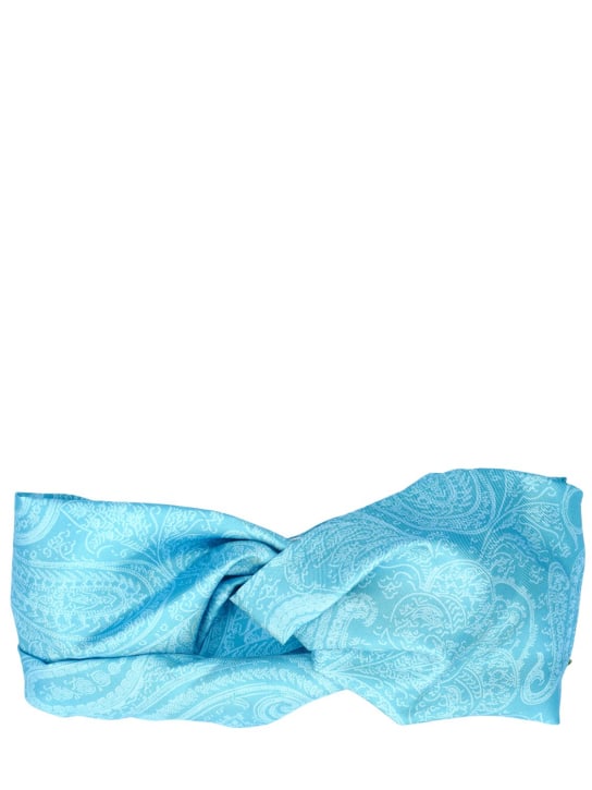 Etro: Diadema de seda con nudo - Azul Claro - women_0 | Luisa Via Roma