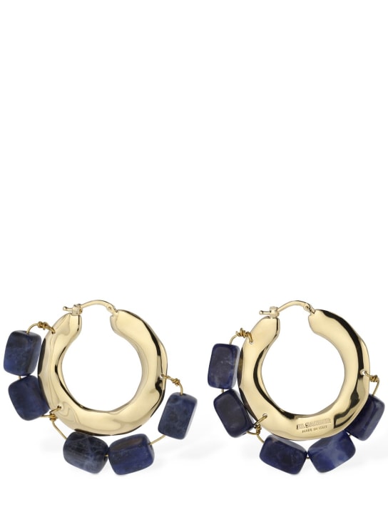 Jil Sander: Rough nature 3 hoop earrings - Altın/Mavi - women_0 | Luisa Via Roma