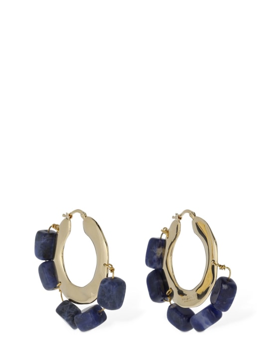 Jil Sander: Rough nature 3 hoop earrings - Altın/Mavi - women_1 | Luisa Via Roma