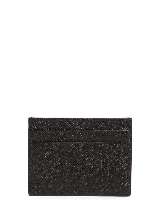 Dolce&Gabbana: Porte-cartes en cuir avec plaque à logo - Noir - men_1 | Luisa Via Roma