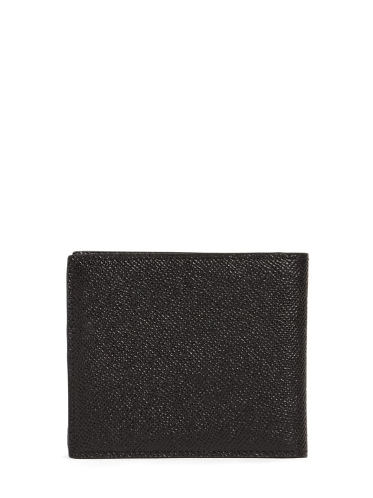 Dolce&Gabbana: Portefeuille en cuir avec plaque à logo - Noir - men_1 | Luisa Via Roma