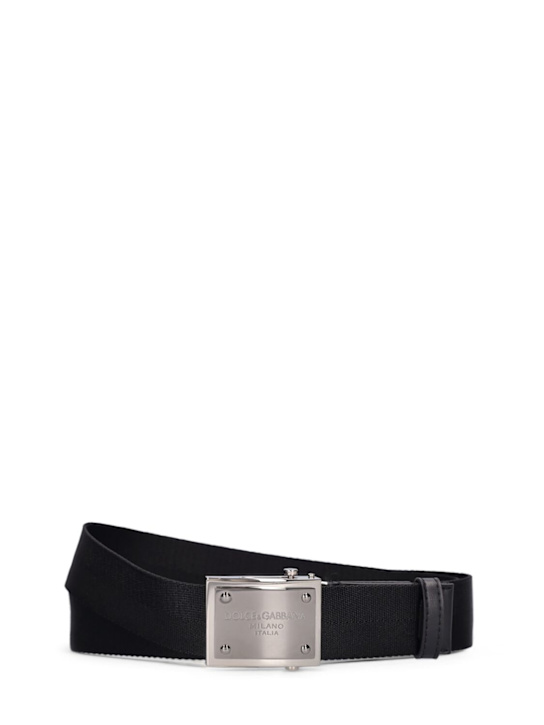 Dolce&Gabbana: 3.5cm Logo webbing belt - Black - men_0 | Luisa Via Roma