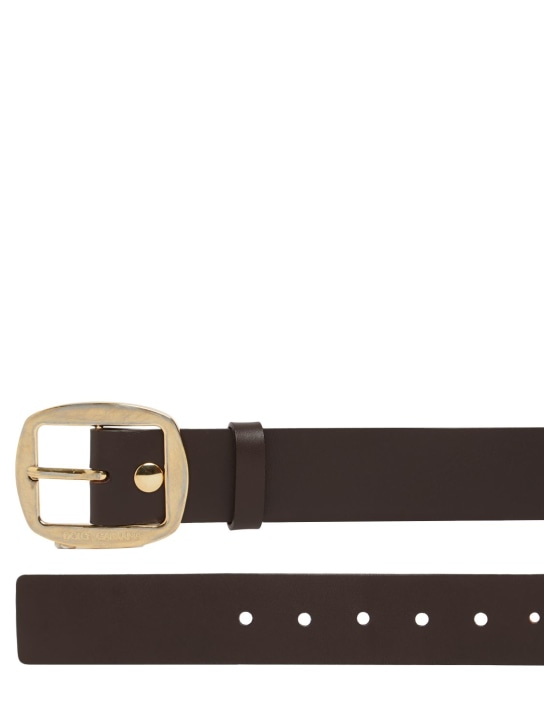 Dolce&Gabbana: 4cm Leather belt - Kahverengi - men_0 | Luisa Via Roma