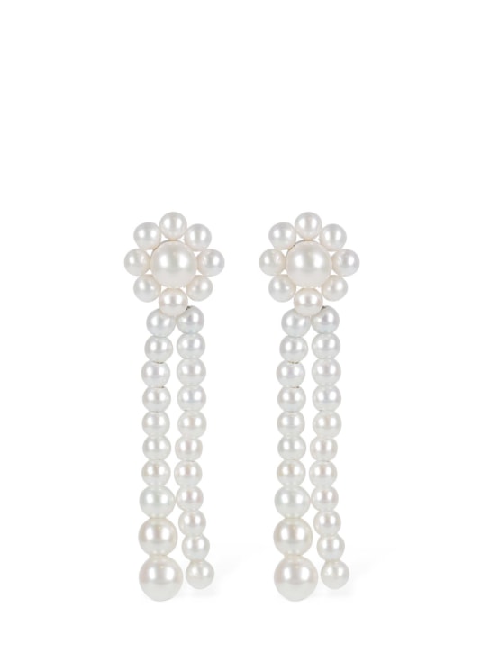 Sophie Bille Brahe: Promenade de Fleur 14kt & pearl earrings - Pearl - women_0 | Luisa Via Roma