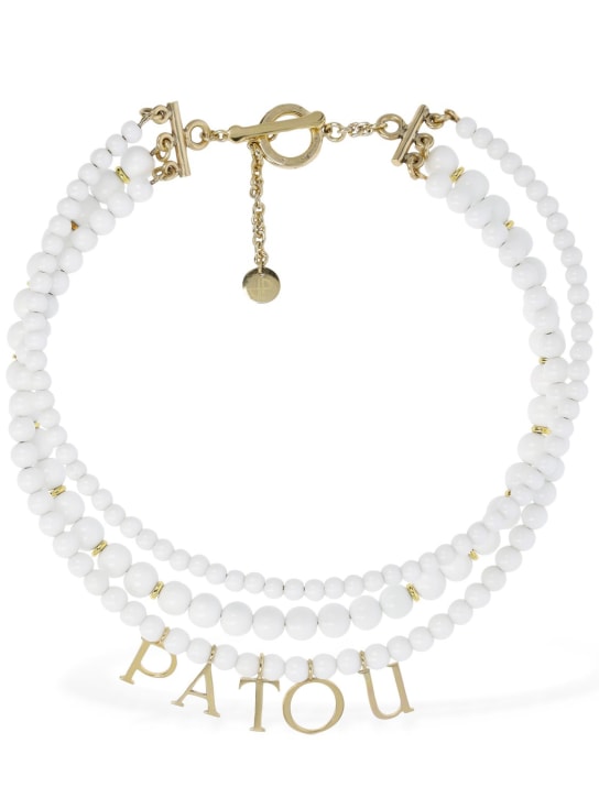 Patou: Pop faux pearl necklace w/ Patou letters - White/Gold - women_0 | Luisa Via Roma