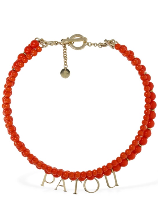 Patou: Collier en fausses perles avec lettres Patou Pop - Orange/Or - women_0 | Luisa Via Roma