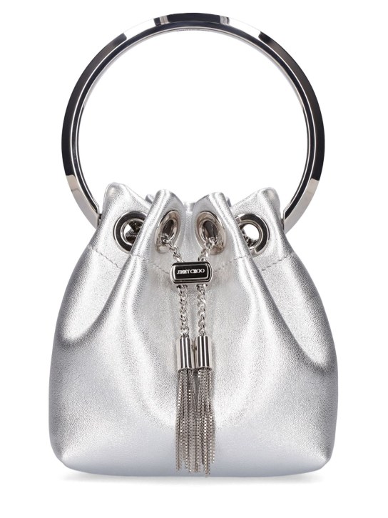 Jimmy Choo: Micro Bon Bon top handle bag - Silver - women_0 | Luisa Via Roma
