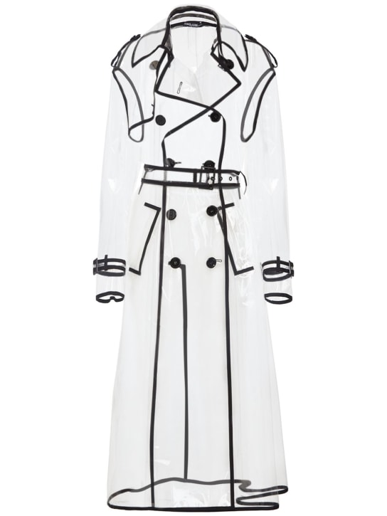 Dolce&Gabbana: Transparent double breasted trench coat - Şeffaf - women_0 | Luisa Via Roma