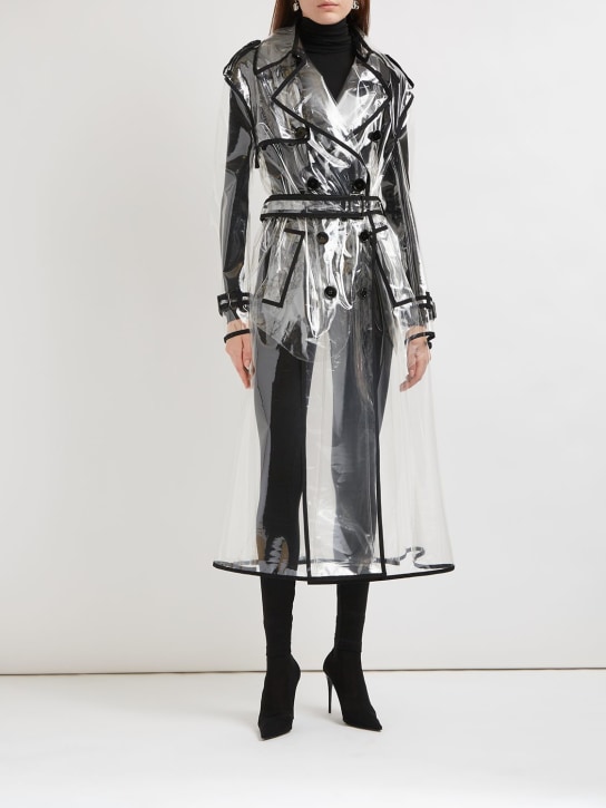 Dolce&Gabbana: Transparent double breasted trench coat - Transparent - women_1 | Luisa Via Roma
