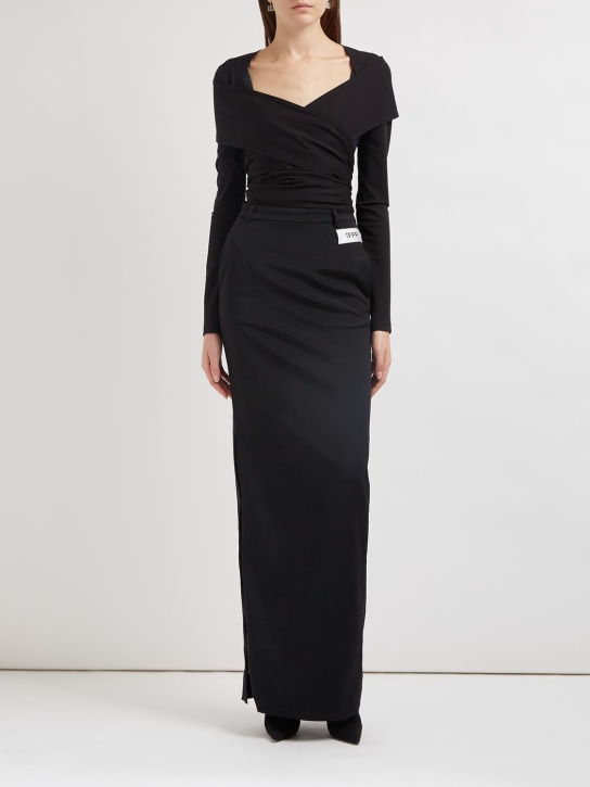 Dolce&Gabbana: 弹力平纹Milano针织围裹式上衣 - 黑色 - women_1 | Luisa Via Roma