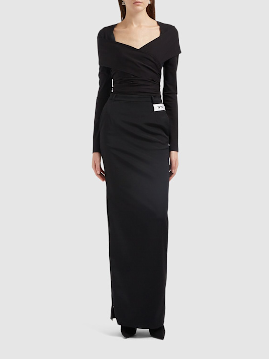 Dolce&Gabbana: Top in jersey stretch punto Milano - Nero - women_1 | Luisa Via Roma