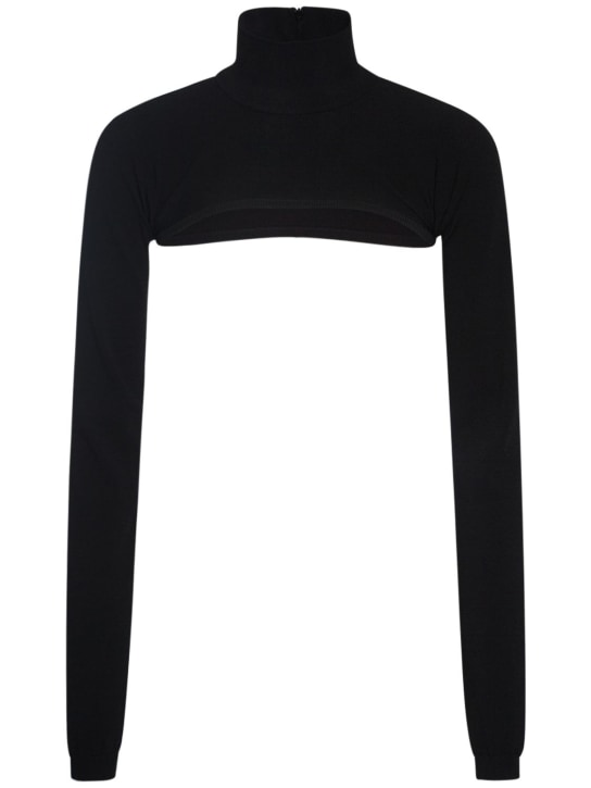 Dolce&Gabbana: 科技织物短款高领针织衫 - 黑色 - women_0 | Luisa Via Roma