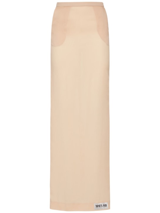 Dolce&Gabbana: Jupe longue en crêpe de soie taille haute - Rose Clair - women_0 | Luisa Via Roma