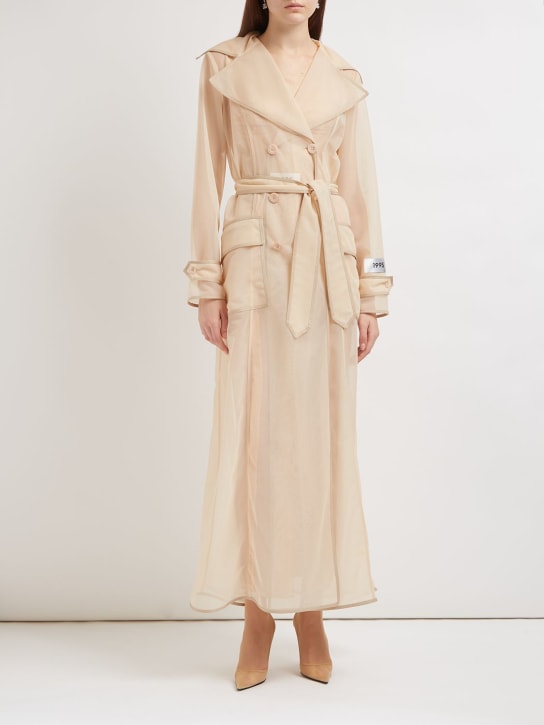 Dolce&Gabbana: Tech marquisette belted trench coat - Nude - women_1 | Luisa Via Roma