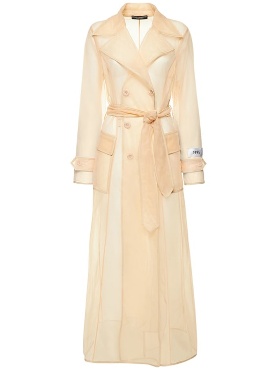 Dolce&Gabbana: Tech marquisette belted trench coat - Nude - women_0 | Luisa Via Roma