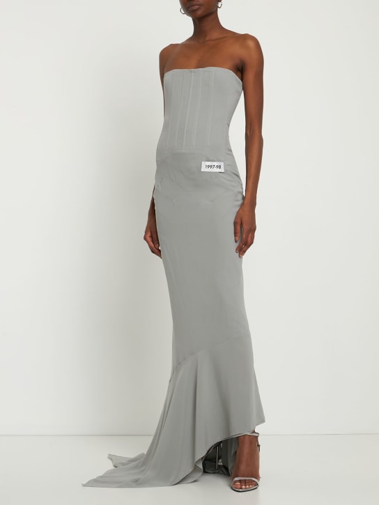 Dolce&Gabbana: Se雪纺无肩带紧身长款连衣裙 - 灰色 - women_1 | Luisa Via Roma