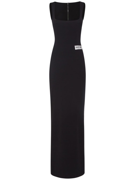 Dolce&Gabbana: Punto Milano jersey long dress - Siyah - women_0 | Luisa Via Roma
