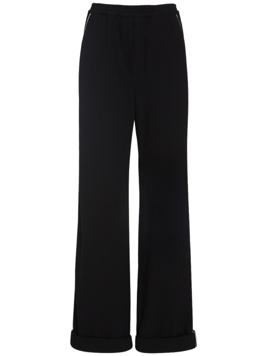 Dolce&Gabbana: Wool twill pajama pants - Black/White - women_0 | Luisa Via Roma