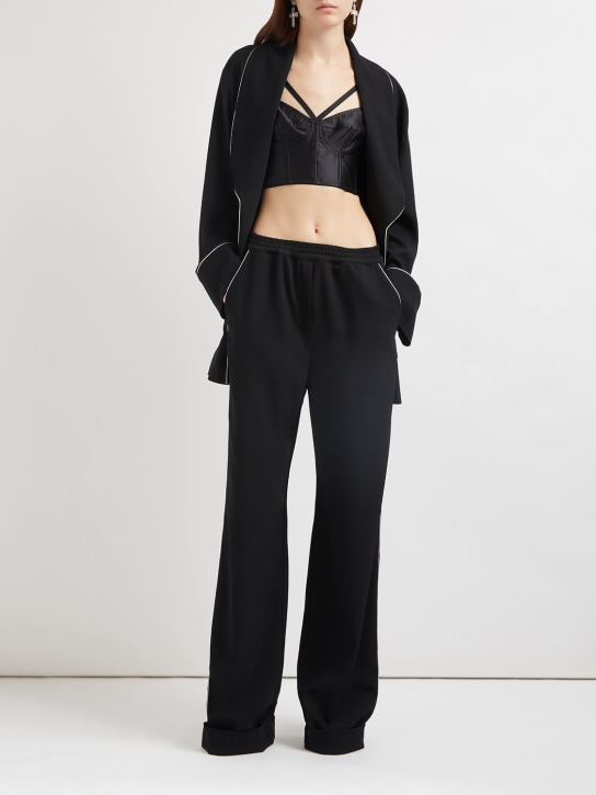 Dolce&Gabbana: Wool twill pajama pants - Black/White - women_1 | Luisa Via Roma