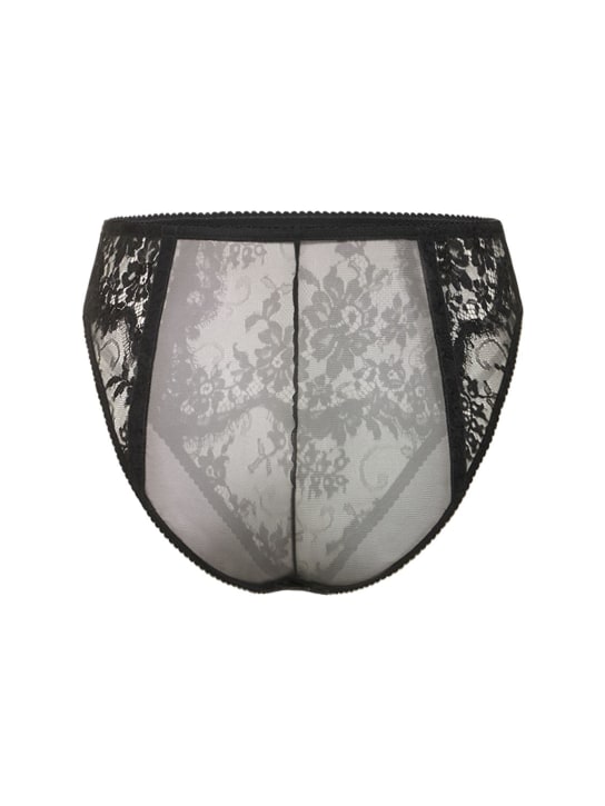 Dolce&Gabbana: Floral lace briefs - Black - women_4 | Luisa Via Roma