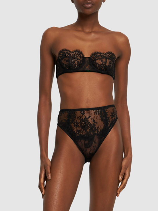 Dolce&Gabbana: Floral lace briefs - Black - women_1 | Luisa Via Roma