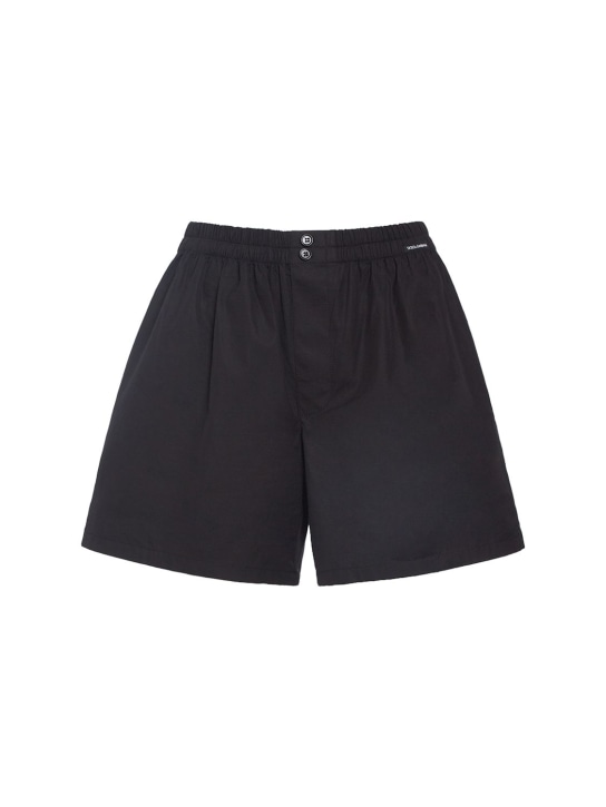 Dolce&Gabbana: Cotton poplin Bermuda shorts - Black - women_0 | Luisa Via Roma