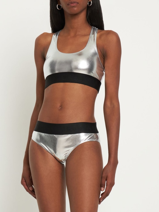 Dolce&Gabbana: Laminated jersey bikini set - Silver - women_1 | Luisa Via Roma