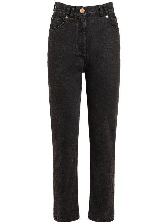 Denim high waisted straight jeans - Balmain - Women | Luisaviaroma